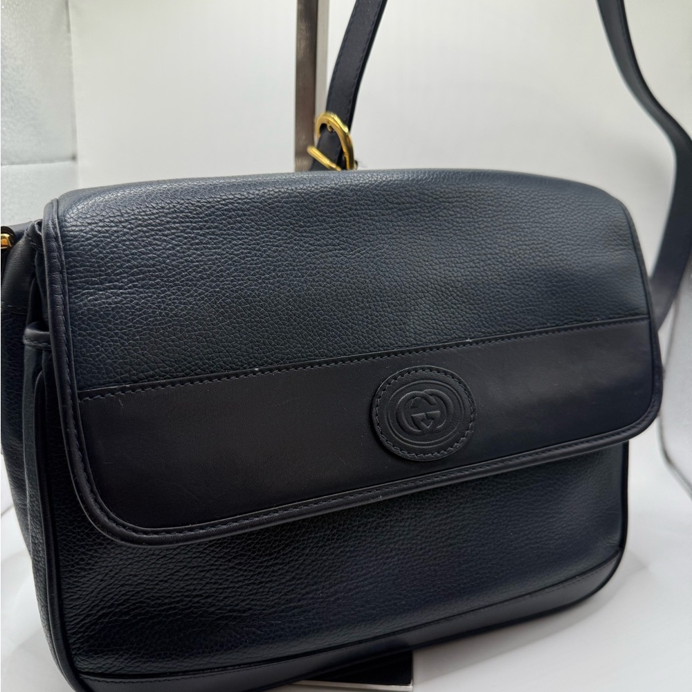 Gucci vintage Navy Blue Leather Crossbody Bag